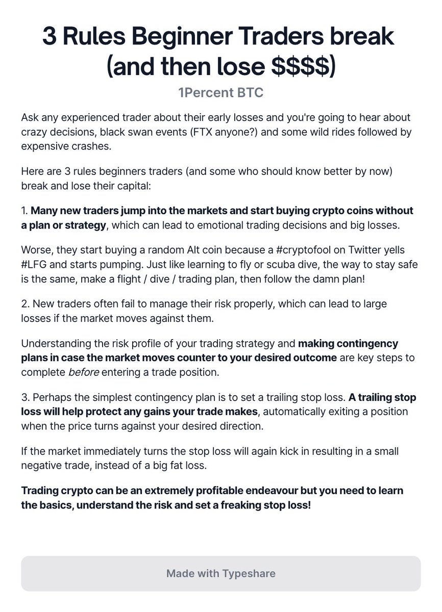 1percentBtc's tweet photo. 3 Rules Beginner Traders break (and then lose $$$$) and how to avoid making the same mistakes!
#cryptoinvestor #tradingstrategies #cryptotrading #bitcoin #stackingsats #ship30for30 #cryptohft https://t.co/kZFSfdhjlR