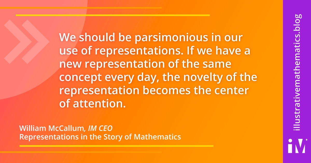 IllustrateMath's tweet image. IM’s writing team carefully selected representations for IM K–12 Math. In this week’s featured blog post, IM CEO Bill McCallum writes about the power and depth of some key representations featured throughout our elementary curriculum. ow.ly/4qaT50MphQV #LearnWithIM