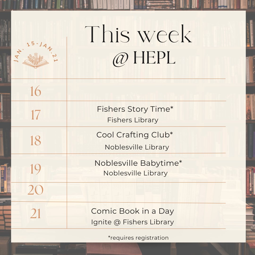 Here's what is happening at the library this week!