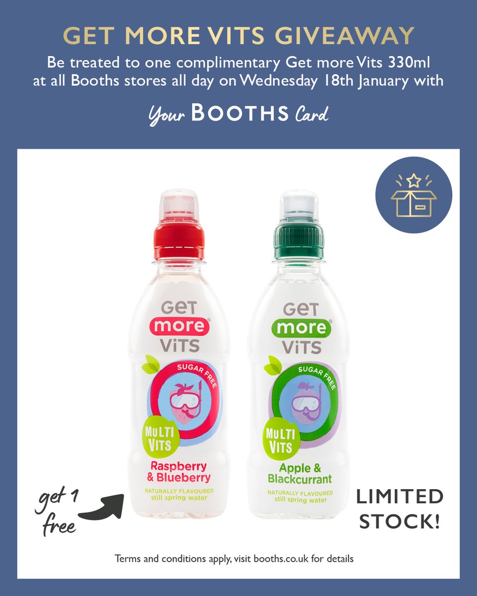 Booths Supermarket (@boothscountry) on Twitter photo Our next Booths Cardholder giveaway is this Wednesday 18th January with <a href="/GetMoreVits/">Get More Vits</a> 🙌
If you don't have a Booths card you're too late for this giveaway, but you can sign up online to take advantage of future freebies booths.co.uk/register/ Our next Booths Cardholder giveaway is this Wednesday 18th January with <a href="/GetMoreVits/">Get More Vits</a> 🙌
If you don't have a Booths card you're too late for this giveaway, but you can sign up online to take advantage of future freebies booths.co.uk/register/