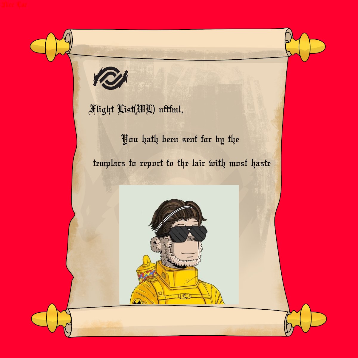 ScalersTC's tweet photo. Oyez, Oyez, Oyez! nftfml hast been chosen for the Flight List! The lair yearns for thy presence https://t.co/Zx0fuTUs1u