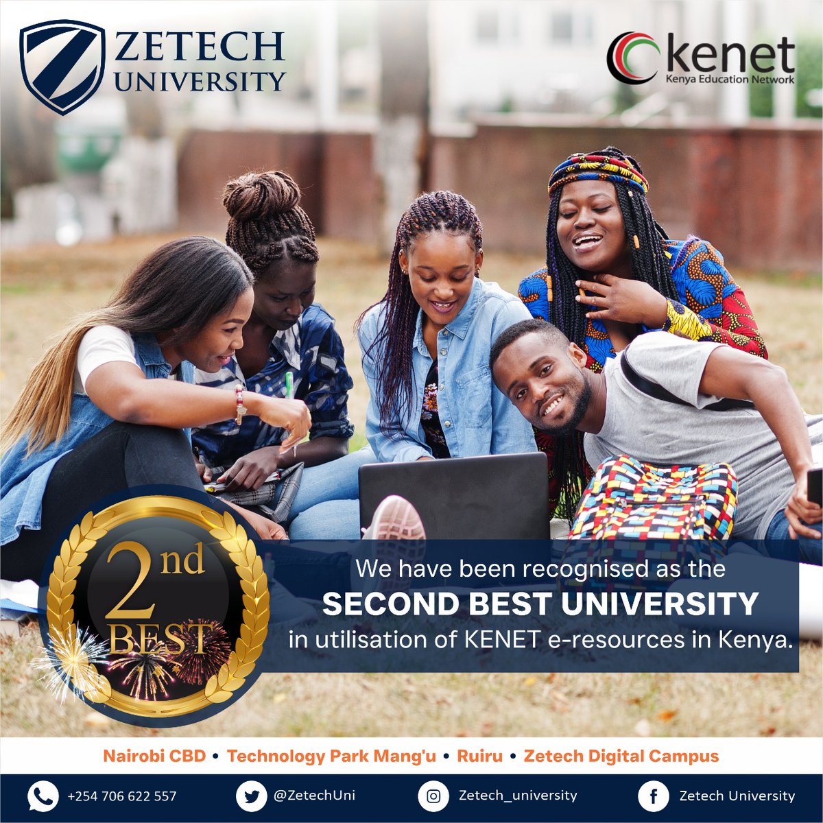 ZetechUni's tweet photo. We've been ranked as the second best in the use of @kenet_ke resources.

#OpenDistanceLearning 
#InventYourFuture https://t.co/Xufzz3M2rQ