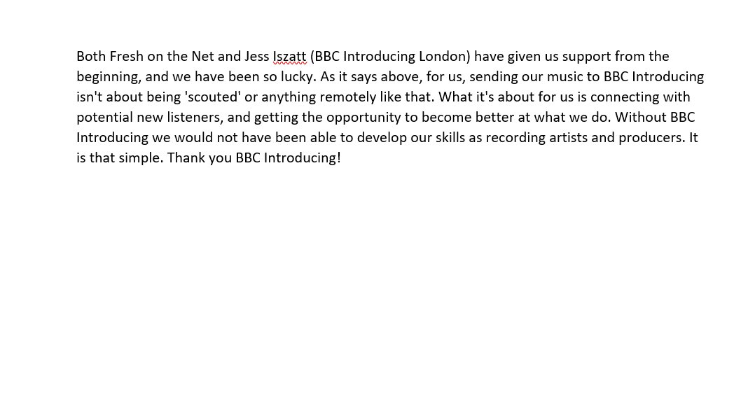 Left this message below on the backbone page. Thank you <a href="/jjiszatt/">Jess Iszatt</a> <a href="/bbcintroducing/">BBC Music Introducing</a> <a href="/freshnet/">Fresh On The Net</a>