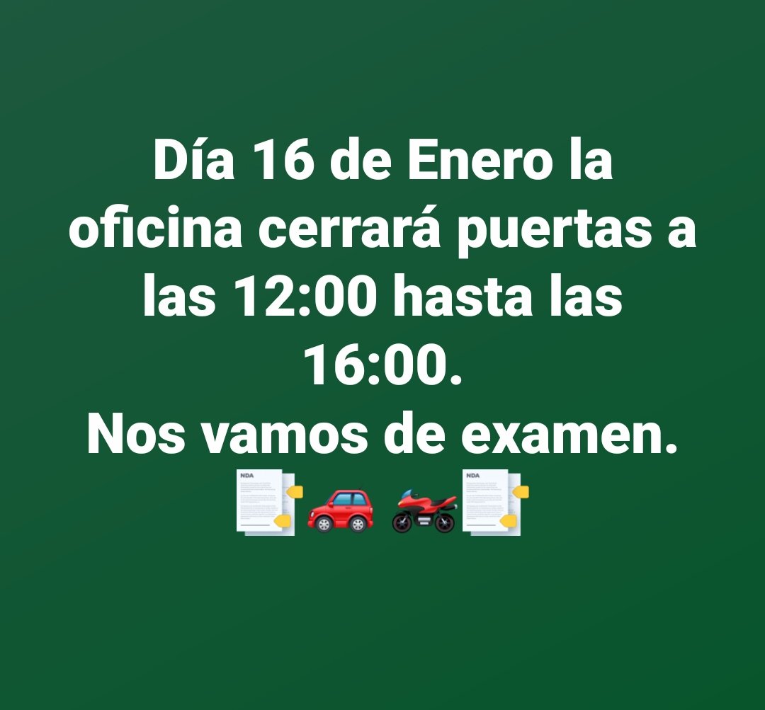 AUTOPEDRALBES's tweet photo. Mañana examinamos...
Suerte 🤞🏻 https://t.co/ugF4ZNEfYl
