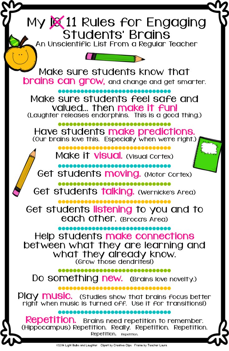 TCEA's tweet photo. Eleven Rules for Engaging Students' BrainsΒ
https://t.co/SxaOfCKyVd via Light Bulbs and Laughter
#teacherlife #edutwitter #k12 https://t.co/gMM5MMaTFI