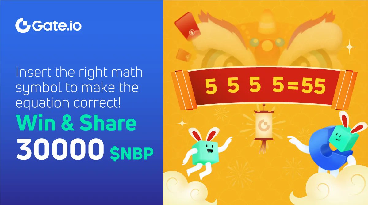 Gate's tweet photo. 🌀#GateGame
➕➖✖️➗Insert the right math symbol to make the equation correct
✅ Follow @Gate_io & @Gateio_Mascots
✅ Like & RT with the answer
✅ Tag 3 friends
⏳Ends at 1500 comments
💰Lucky Draw: 30000 $NBP, 20 winners
#Gateio #GateMascots #NBP https://t.co/hXqHLCI1qk