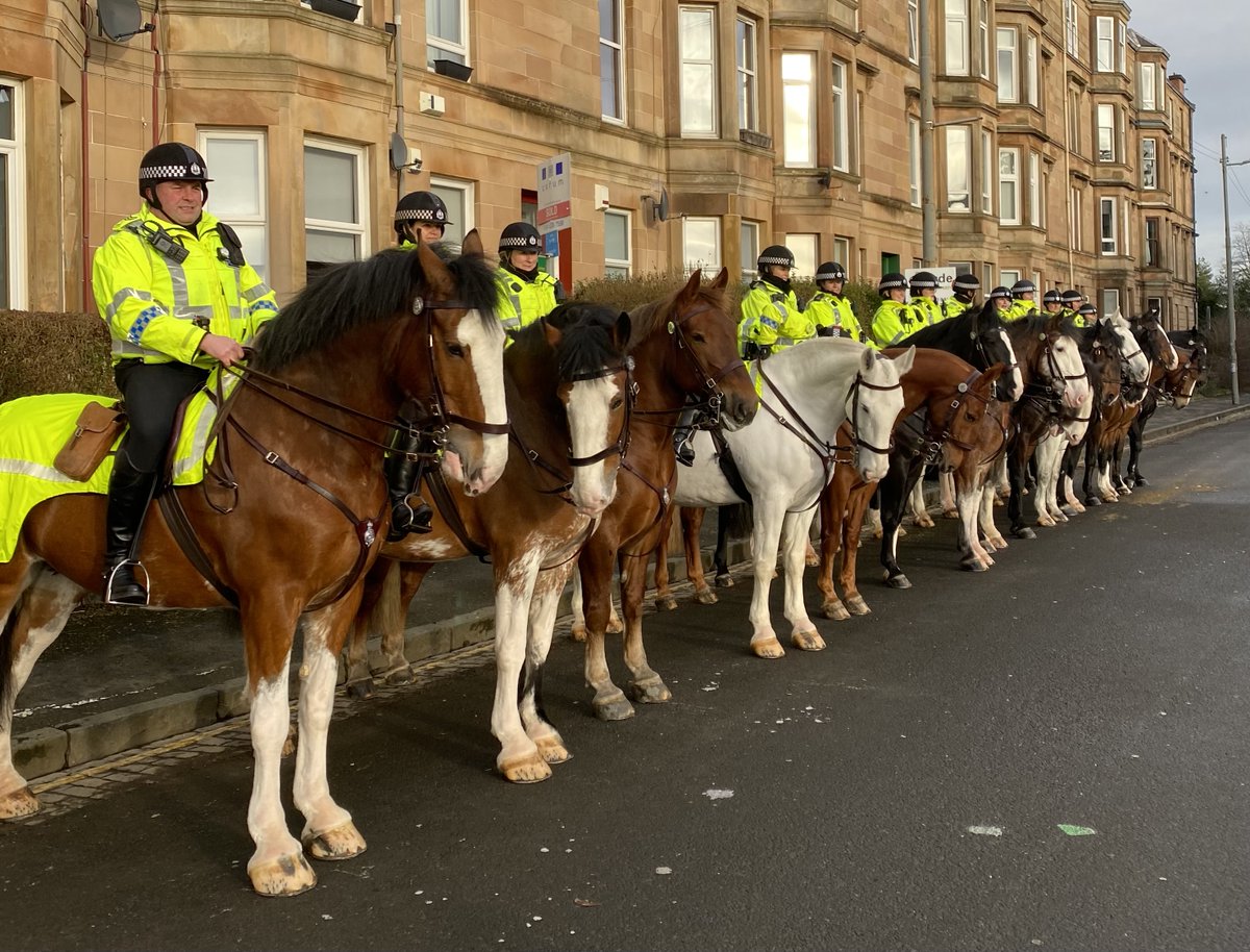 PSOSHorses's tweet photo. Our horses &amp; officers assisted @GreaterGlasgPol today at Scotlands National Stadium in the policing of the Scottish League Cup Semifinal. Thanks to attending supporters for good behaviour and we hope you enjoyed the football! ⚽️🐴⚽️#KeepingPeopleSafe https://t.co/OMvVZytlGe