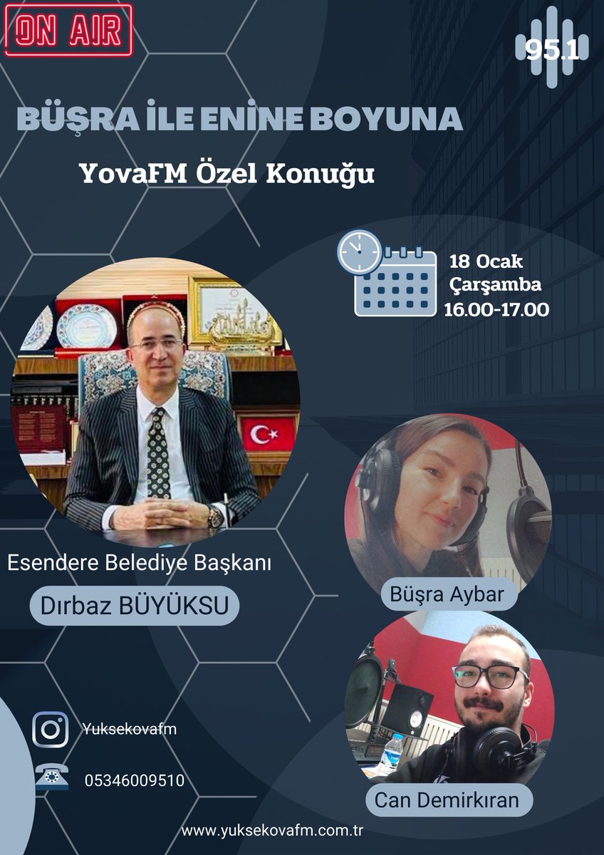 yuksekovafm's tweet photo. Esendere Belediye Başkanımız Sayın Dırbaz BÜYÜKSU Radyomuza Konuk Oluyor..📻🎙️

@TC_icisleri 
@ykaymakamlik 
@Yuksekovabel 
@cimsitomer 
@akifarslan30 
@dirbazbuyuksu https://t.co/QqAiN4IEDC