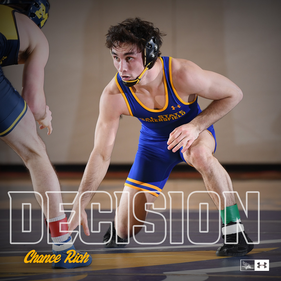 No. 19 Chance Rich picked up his fifth win against a ranked opponent of the season, defeating Air Force's No. 21 Cody Phippin 4-1!
#RunnersOnTheRise <a href="/CSUBAthletics/">CSUB ATHLETICS</a>