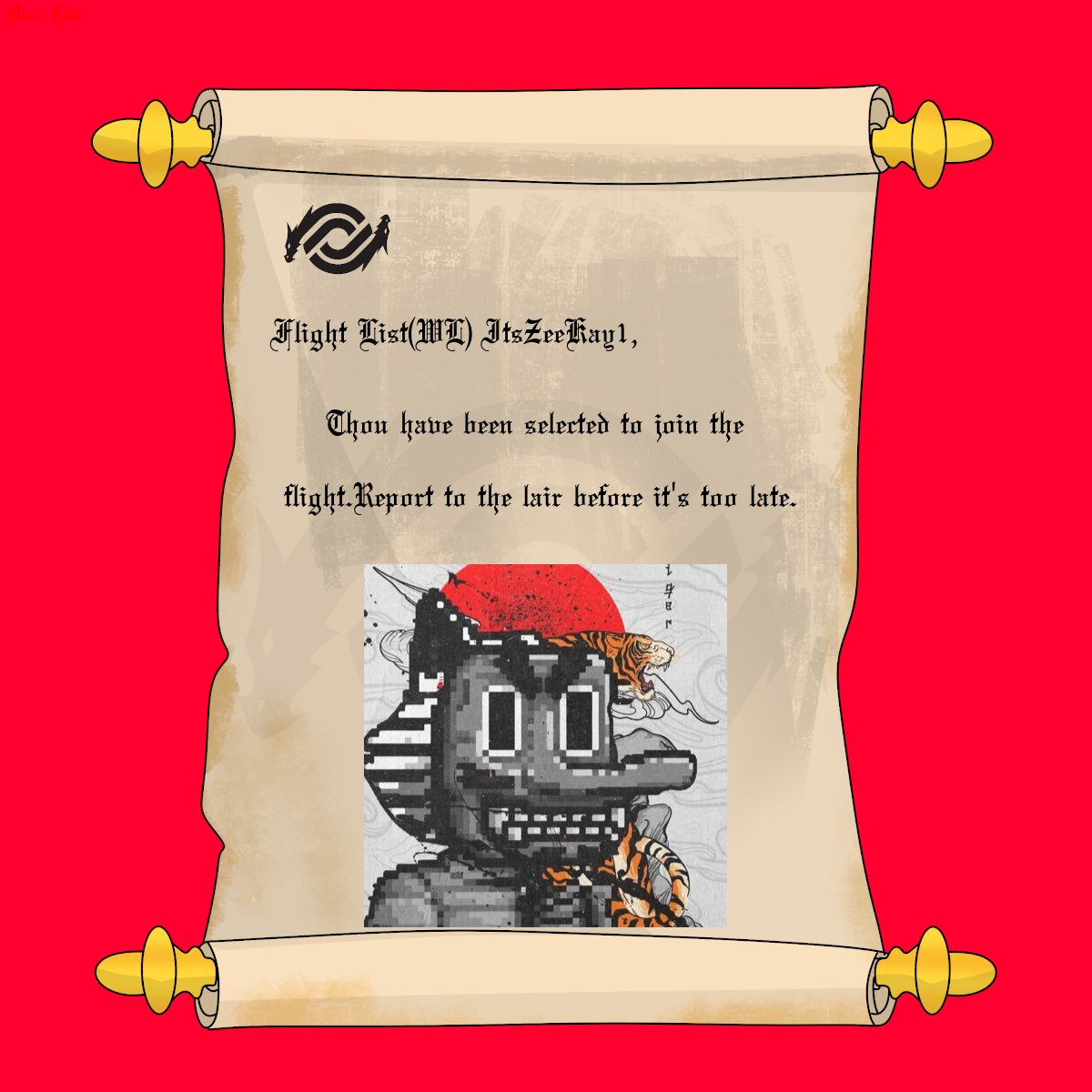 ScalersTC's tweet photo. Oyez, Oyez, Oyez! ItsZeeKay1 hast been chosen for the Flight List! The lair yearns for thy presence https://t.co/T2MjppRypC
