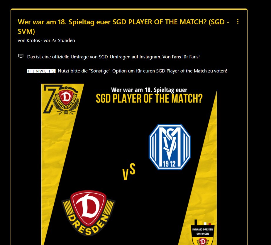 SGD_Umfragen's tweet image. Unsere #Strawpoll-Umfragen haben jetzt ein #Dynamo-Design! #SGD_Umfragen #SGDSVM #sgd1953
