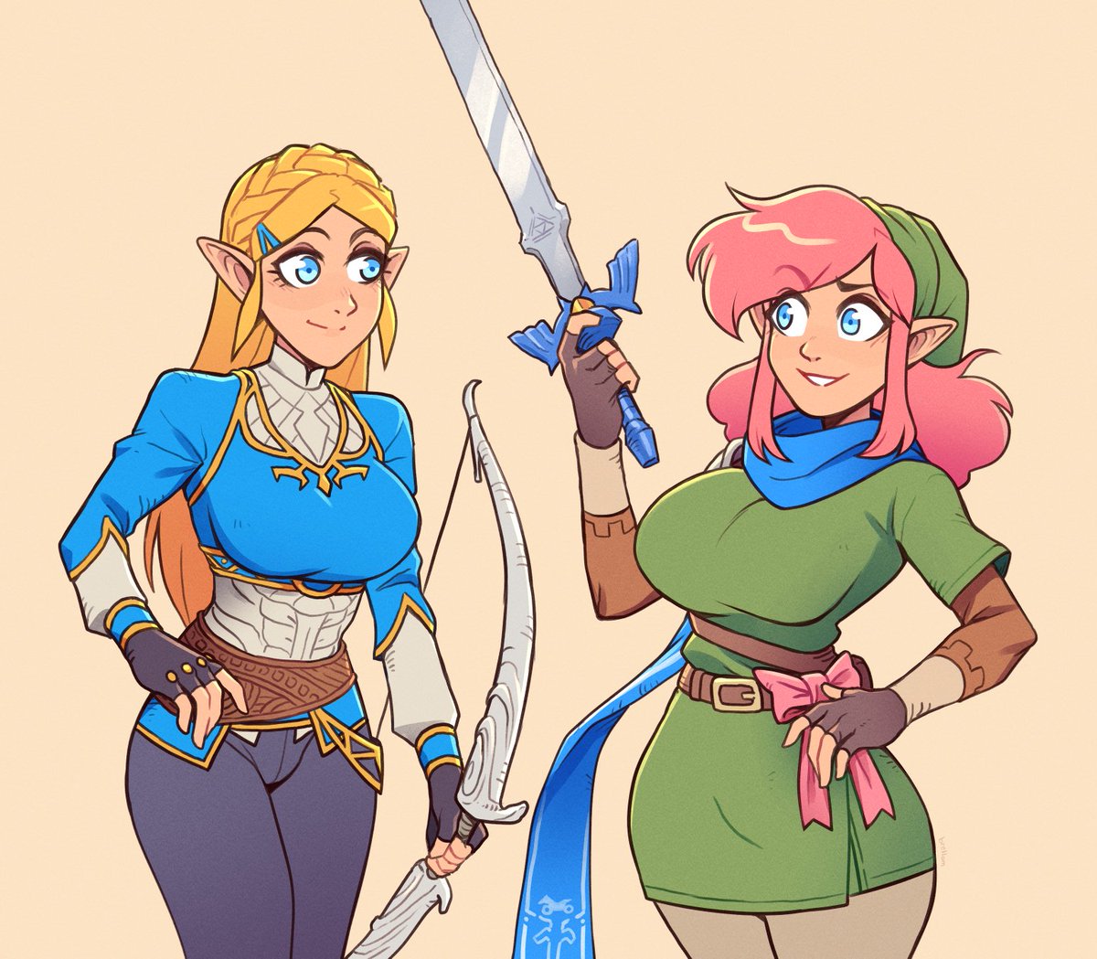 リンク(ゼルダの伝説) ,ゼルダ姫 「Commission for PinkyLinky 」|brellomのイラスト