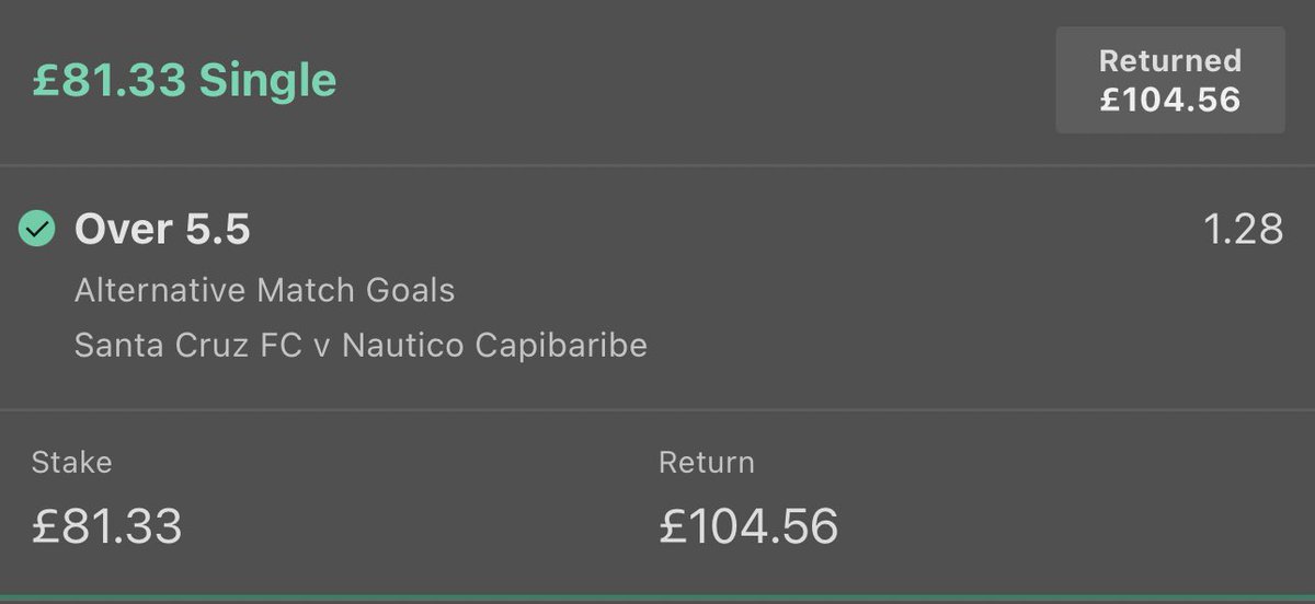 LordFootyTips's tweet photo. £25=>£100 🚂 COMPLETED ✅

£25.00 => £35.00 ✅
£35.00 => £47.72 ✅
£47.72 => £65.07 ✅
£65.07 => £81.33 ✅
£81.33 => £104.56 ✅

I will giveaway £25 from the winnings to somebody who LIKES ❤️ and RTs 🔁 this tweet! 👀 https://t.co/H0ARyYg8bA