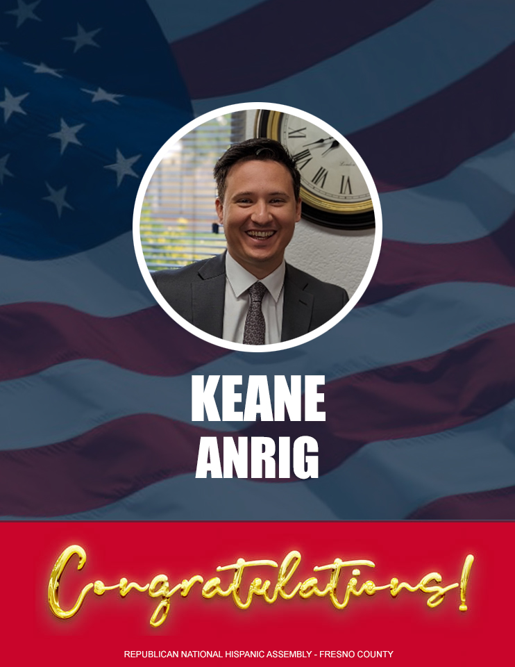 FresnoRNHA's tweet photo. Join us in congratulating Fresno County Republican National Hispanic Assembly member Keane Anrig in his election as vice chairman for the @FresnoCountyGOP. ¡Muchas Felicidades! https://t.co/U84Sl4S5B0