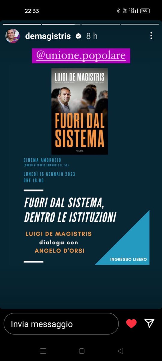 Lunedì 16 gennaio a Torino: dialogo con Luigi De Magistris @sindacoxnapoli. Non solo una presentazione del suo libro ma una radiografia dell’Italia e, sullo sfondo, del contesto internazionale. E il disegno di un progetto politico