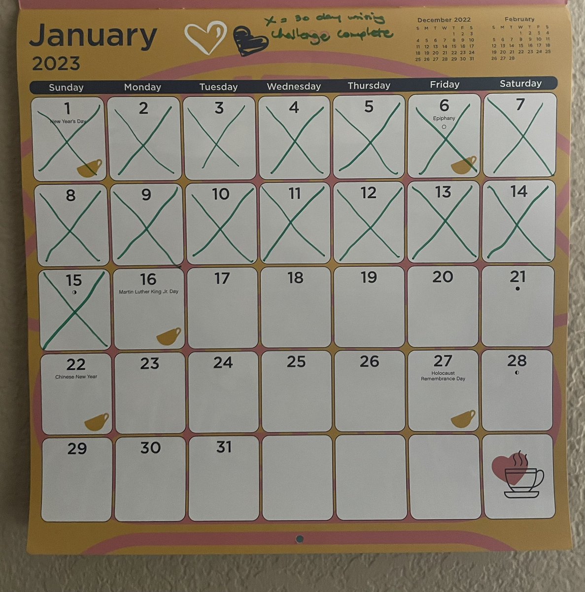 M_Calvera_'s tweet photo. Fifteen days strong with my January writing challenge! Halfway there. 😊 #WritingCommunity #writing https://t.co/ES5e63Kdrq