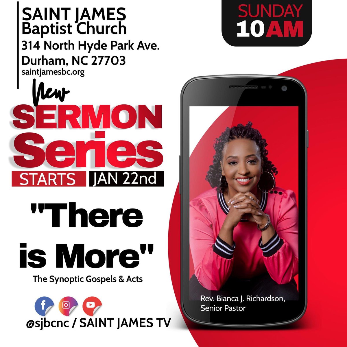 sjbcnc's tweet photo. NEW SERMON SERIES ALERT!!!
You are invited to our In-person ONLY service this coming SUNDAY at 10AM! Our address is 314 North Hyde Park Ave., Durham, NC 27703. We hope to see you there! https://t.co/RLCICAHryF