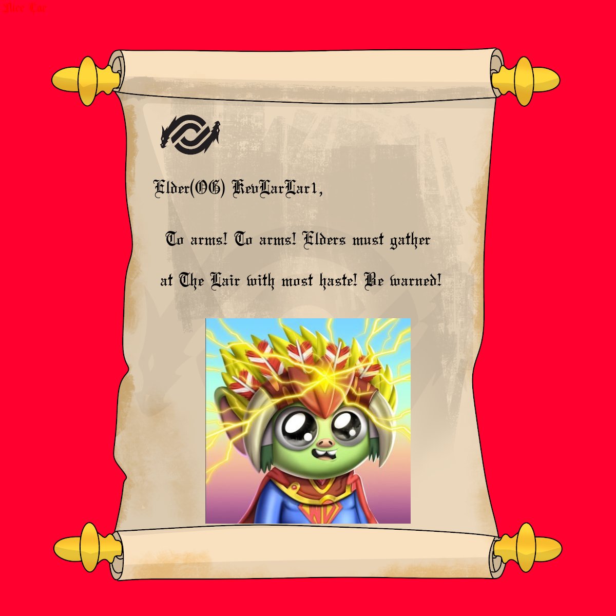 ScalersTC's tweet photo. Oyez, Oyez, Oyez! KevLarLar1 hast been chosen for the Elders! The lair yearns for thy presence https://t.co/xZH30yNwDX