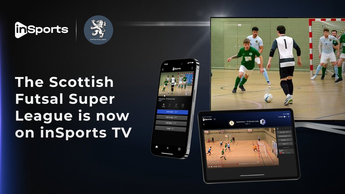 ScottishFutsal's tweet photo. 📢 ANNOUNCEMENT 📢

We are delighted to announce a groundbreaking partnership struck between the SFL and InSports TV, a sports streaming platform 🤝

This season and next season will see the SFL Super League and @SFL_Dundee streamed exclusively live on InSports TV 📺 https://t.co/dQjYBmYXjR