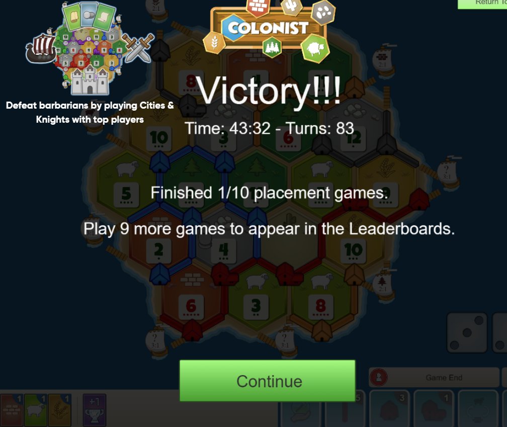 ShuteCatan's tweet photo. My first #Catan placement game on @colonistio was successful. Welcome other @CatanUniverse players, come join me ShuteCatan on IO! https://t.co/qJMXFXOshB
