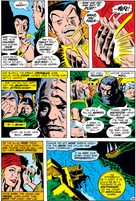 MarvelADay's tweet photo. #MarvelADay #SM43
Namor snaps the elderly out of it, and Tuval loses his power. Everything gets turned back to normal.  So, we can pretend this whole issue never happened! One of the elders taken in by Tuval has a name that might interest Namor, however!
JH https://t.co/9RAvFdArjg