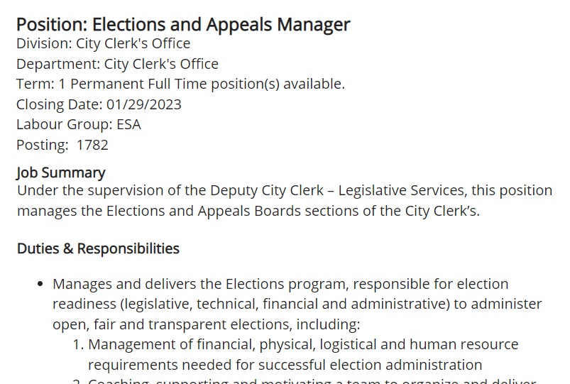 BridgeCityBuzz's tweet photo. EMPLOYMENT OPPORTUNITY – ELECTIONS AND APPEALS MANAGER

Term: 1 Permanent Full Time position(s) available
Closing Date: 01/29/2023

https://t.co/wYBqCVpjYu

#yxe #yxecc https://t.co/wdw2O4tjjW