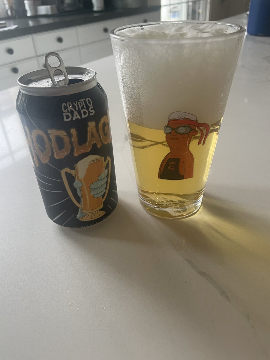 A bet is a bet. Lost to the <a href="/GrillSergeant15/">Grill Sergeant</a> in our Fantasy Football final so I had to buy this crappy glass. Thankfully it now has a nice cold <a href="/CryptoDadsNFT/">CryptoDads ♨️</a> Hodlager in it. I think the large amount of head on the beer is appropriate given Grilly’s large head over this bet…