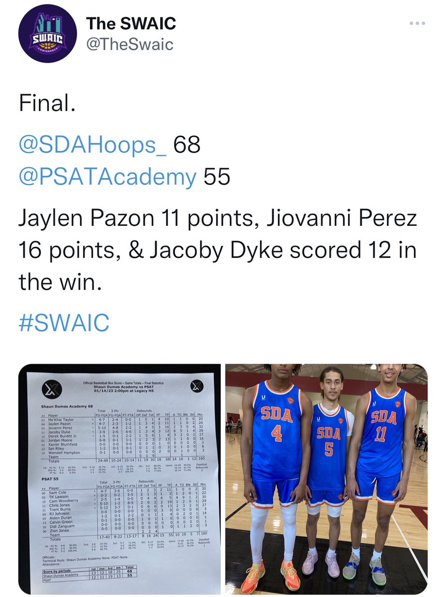 Coach Shaun Dumas (@shaundumasbball) on Twitter photo Great Weekend for Louisiana’s #1 Prep School <a href="/SDAHoops_/">Shaun Dumas Academy</a> <a href="/Mal_Mundy/">Mal Mundy</a> <a href="/kentrahan/">Ken Trahan</a> <a href="/nolaprep/">NOLA.com Prep Sports</a> <a href="/PrepHoopsLA/">Prep Hoops Louisiana</a> <a href="/peedee1906/">Preston Edwards</a> <a href="/JPrestonSports/">Josh Preston</a> <a href="/AnalyticalCoach/">🥶The Baller Plug🥶</a> <a href="/CThaProphet24/">Alex Y</a> <a href="/_Andrew_Lopez/">Andrew Lopez</a> <a href="/MJay615/">Maya A. Jones</a> <a href="/__TheLoveMan/">44</a> Great Weekend for Louisiana’s #1 Prep School <a href="/SDAHoops_/">Shaun Dumas Academy</a> <a href="/Mal_Mundy/">Mal Mundy</a> <a href="/kentrahan/">Ken Trahan</a> <a href="/nolaprep/">NOLA.com Prep Sports</a> <a href="/PrepHoopsLA/">Prep Hoops Louisiana</a> <a href="/peedee1906/">Preston Edwards</a> <a href="/JPrestonSports/">Josh Preston</a> <a href="/AnalyticalCoach/">🥶The Baller Plug🥶</a> <a href="/CThaProphet24/">Alex Y</a> <a href="/_Andrew_Lopez/">Andrew Lopez</a> <a href="/MJay615/">Maya A. Jones</a> <a href="/__TheLoveMan/">44</a>