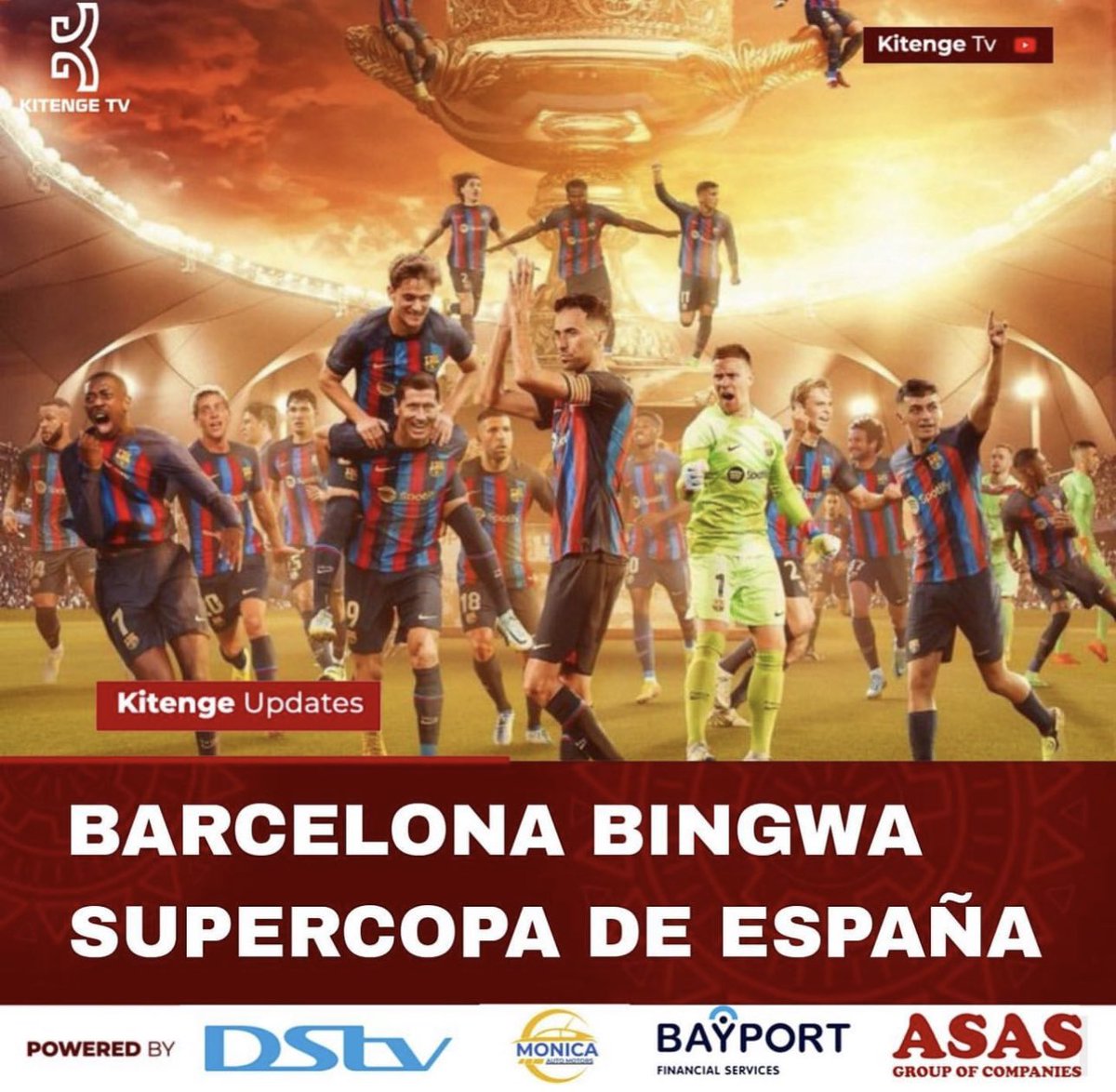 𝐅𝐔𝐋𝐋 𝐓𝐈𝐌𝐄: #SpanishSuperCup

🏟️ King Fahd Intl Stadium

Real Madrid 1-3 Barcelona
⚽ Benzema 90+3'
⚽ Gavi 33'
⚽ Lewandowski 45'
⚽ Pedri 69'

RASMI: FC Barcelona ndio Bingwa wa kombe la Uhispania, Spanish Super Cup kufuatia ushindi wa 3-1 dhidi ya Real Madrid