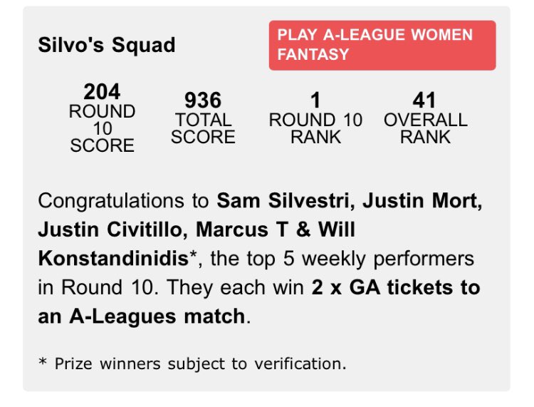 Feels good 😁 @aleaguewomen #aleaguesfantasy