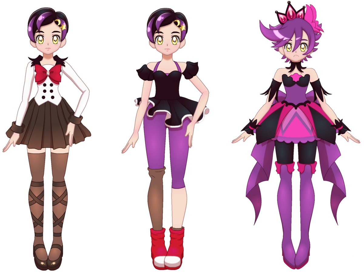 Not Hirogaru Sky Precure nor CrimeCatch PoliCure, this is a rip off of "Angel × Devil" that I've done on last summer. This new one is better. 
The pink one has the bird motif, and the purple one is for butterfly...
I don't name for them yet...