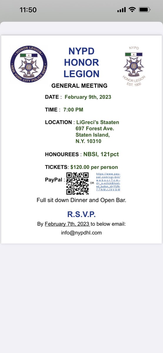NypdHonor's tweet image. We are pleased to announce our Twitter Page is up and running again.  Our next scheduled event is our General Meeting / Dinner on February 9th.  Please see flyer below!