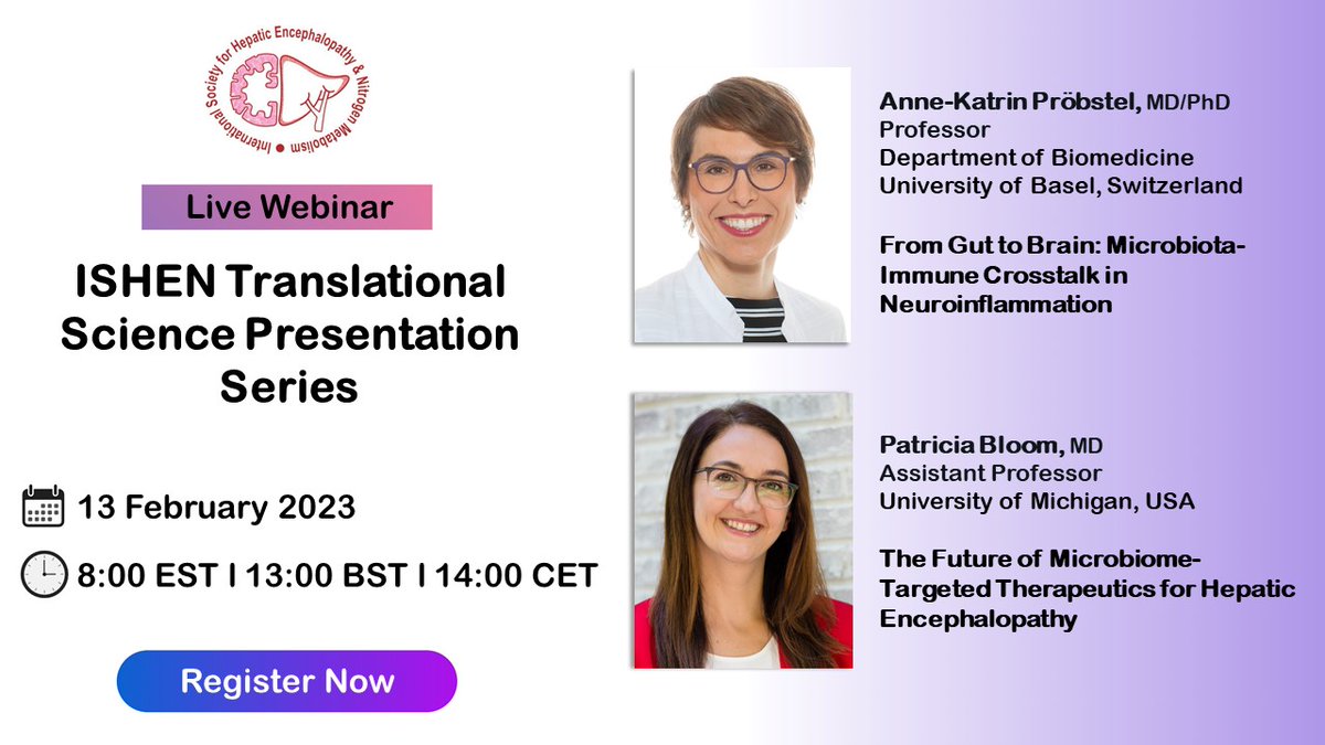 ISHENtranslatio's tweet photo. 📢Join us for the second #IshenTranslational presentation series:

🗓️When: Feb 13th, 2023 8:00 EST (13:00 UK time)

✅Invited speakers: Dr. Anne-Katrin Pröbstel 
@akproebstel 
  and Dr. Patricia Bloom
@BloomPringle 

⬇️Click here to register ⬇️
https://t.co/VtNtrpNOxU https://t.co/vrieXznFn0