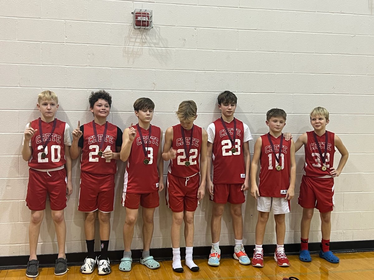 Crete Red 6th grade, Waverly Hoops Tourney Champs after hard fought OT game against a good Waverly team.