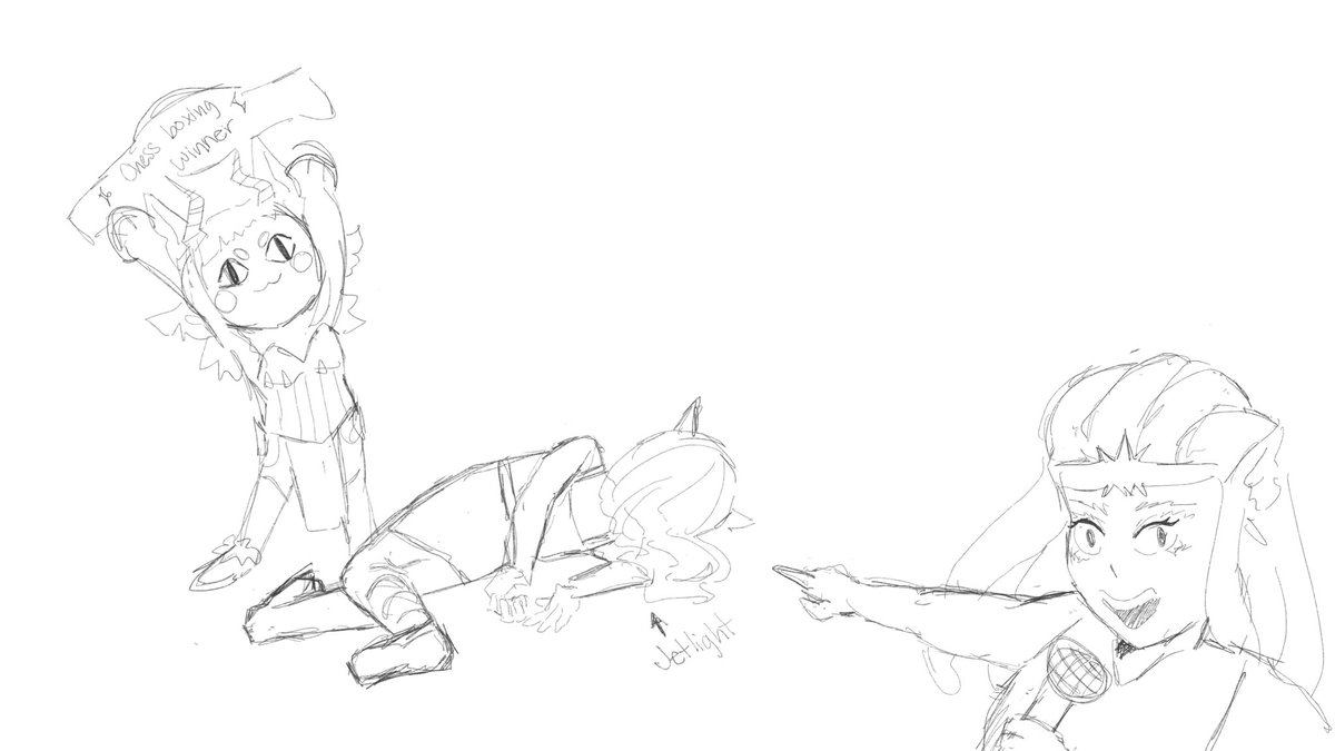A shityy drawing summary of @Jettisonlight and @HazuTeuthis this past weekend 🌟 I won  btw 😎