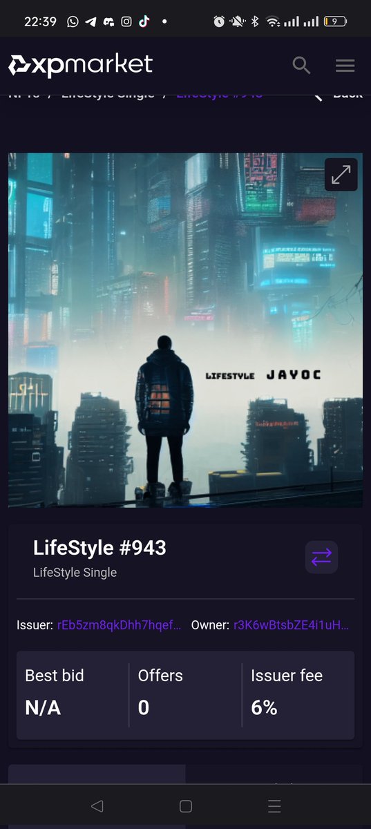 So pleased with my first <a href="/astrals/">Rulle Klarname</a> music nft from <a href="/JayocMusic/">JayocMusic</a>. Lifestyle. 30xrp to be part of this small collection. Love the song 🔥🔥🔥🔥