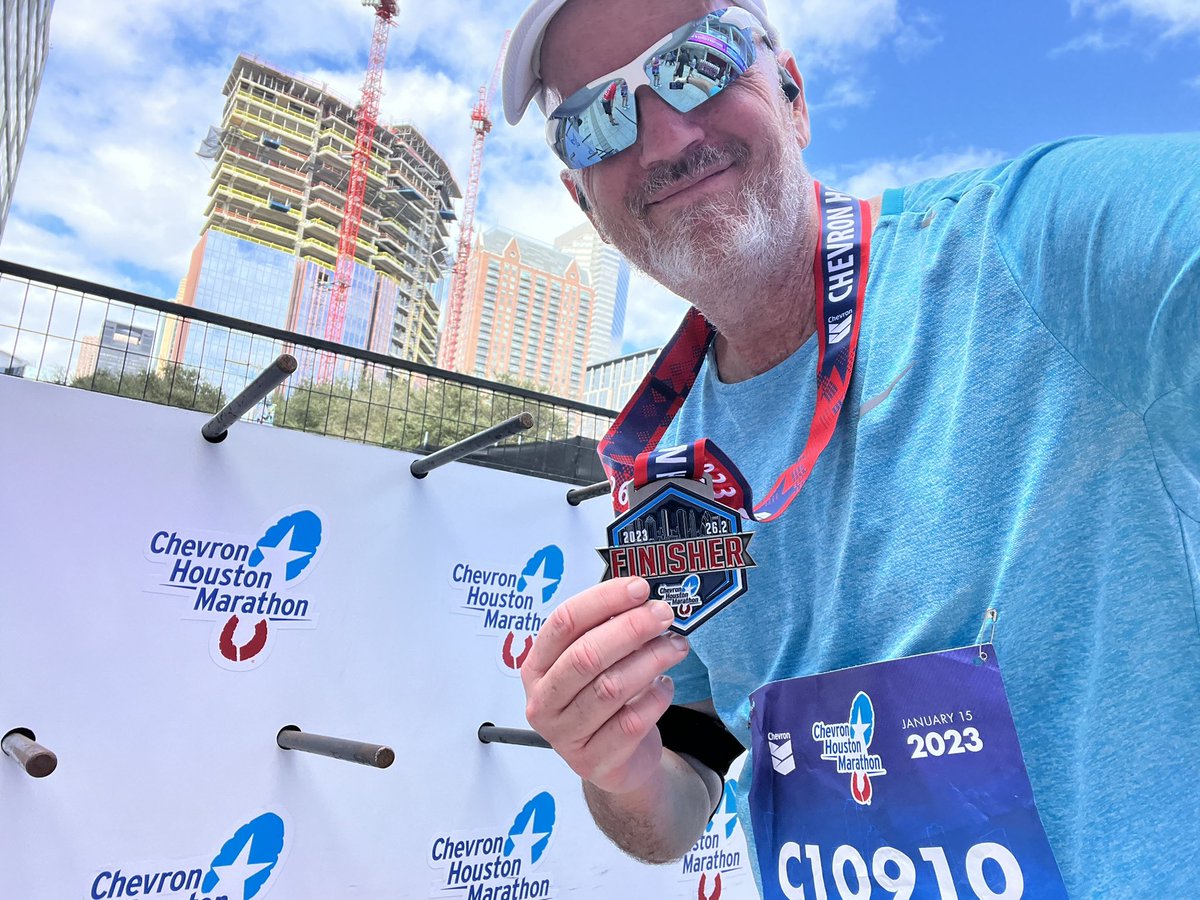 Fun marathon this weekend. Strength training made the run easier. Great crowds and entertainment on the course. Well done Houston. #HouMarathon