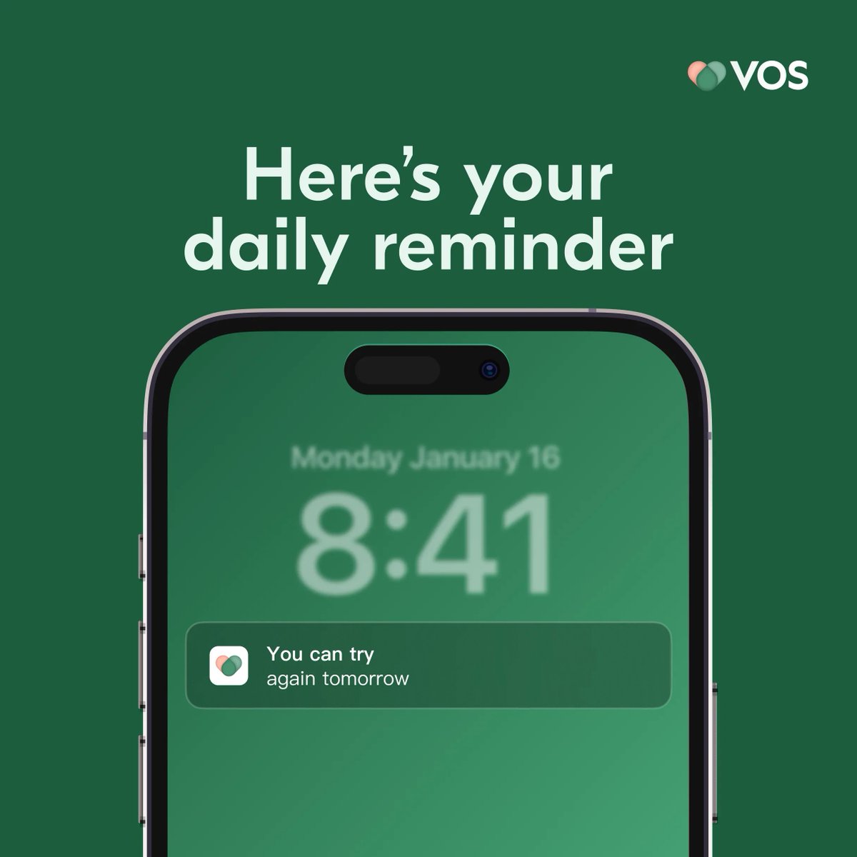 🌱 You can try again tomorrow. 

 #mentalhealth #anxiety #voshealth #vos #growwithvos #mentalhealthapp #depression #stress #panicattack #wellness #selfreflection #selfcare #selflove #mindfulness #mindset #mindfulness #meditation #affirmation #motivation #wellbeing #anxietyrelief