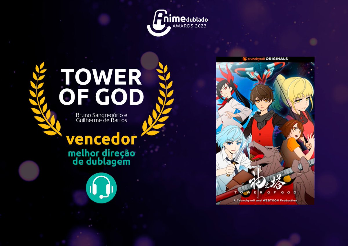 Anime Dublado on X: Tower of God é o vencedor como Melhor Direção