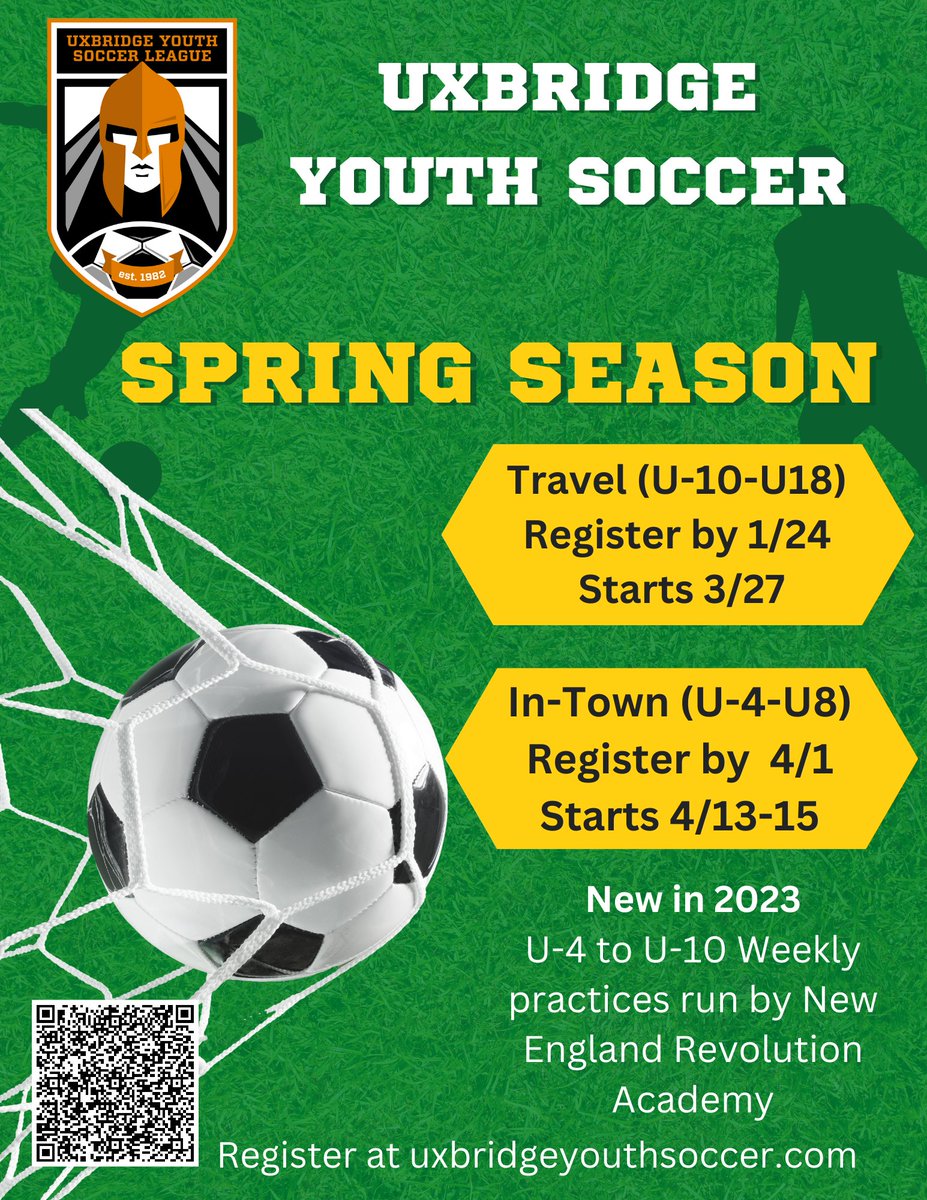 UxbridgeSoccer's tweet photo. We have extended our deadline to sign up for UYSL Travel Soccer (U-10 and up) to 1/24. We will be meeting to determine teams shortly after and must submit our teams to the state by the end of the month. Please sign up by 1/24 to secure your spot.  @UxbridgeSports  @UHS_Spartans https://t.co/FEVkRy2fCx