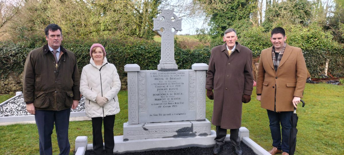 100 years ago today Patrick Russell, Fredrick Bourke, Martin O'Shea and Patrick McNamara were executed by firing squad by the Free State Army at Damer House, Roscrea, Co. Tipperary during the Civil War for being in possession of arms without authority. Martin O'Shea was my 1/4