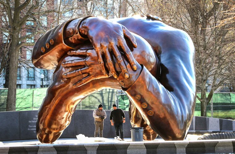 Here we have evidence of what post-modernism has done to us psychologically. We're surrounded by people who are virtually faceless, who use empty gestures to communicate false empathy, just like this vapid bronze blob that fails to signal a human embrace.