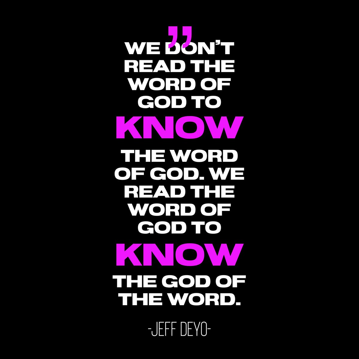 jeffdeyo's tweet photo. It’s all about relationship. The Word is alive. The Word is a person.
“In the beginning the Word already existed. The Word was with God, and the Word was God.” John 1:1
Don’t aim to know the Word. Aim to know the God of the Word.
#thewordisalive #thewordiseternal #thewordisgod https://t.co/4F0jBW3m1s