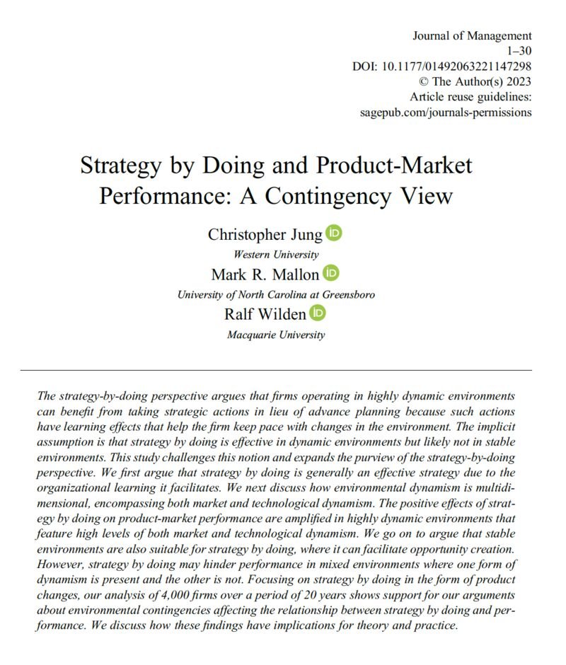 Ralf Wilden (@ralfwilden) on Twitter photo To drive product-market performance, should organizations experiment in product innovations or keep their product offerings stable when facing uncertainty?
Find our response in the <a href="/Journal_of_Mgmt/">Journal of Management</a> with Chris Jung and Mark Mallon <a href="/GuitPicker/">Mark Mallon 🏴☠️</a>.
<a href="/Macquarie_Uni/">Macquarie University</a> <a href="/AOM_STR/">STR - Strategic Management Division</a> <a href="/AOM_TIM/">AOM TIM Division</a> To drive product-market performance, should organizations experiment in product innovations or keep their product offerings stable when facing uncertainty?
Find our response in the <a href="/Journal_of_Mgmt/">Journal of Management</a> with Chris Jung and Mark Mallon <a href="/GuitPicker/">Mark Mallon 🏴☠️</a>.
<a href="/Macquarie_Uni/">Macquarie University</a> <a href="/AOM_STR/">STR - Strategic Management Division</a> <a href="/AOM_TIM/">AOM TIM Division</a>