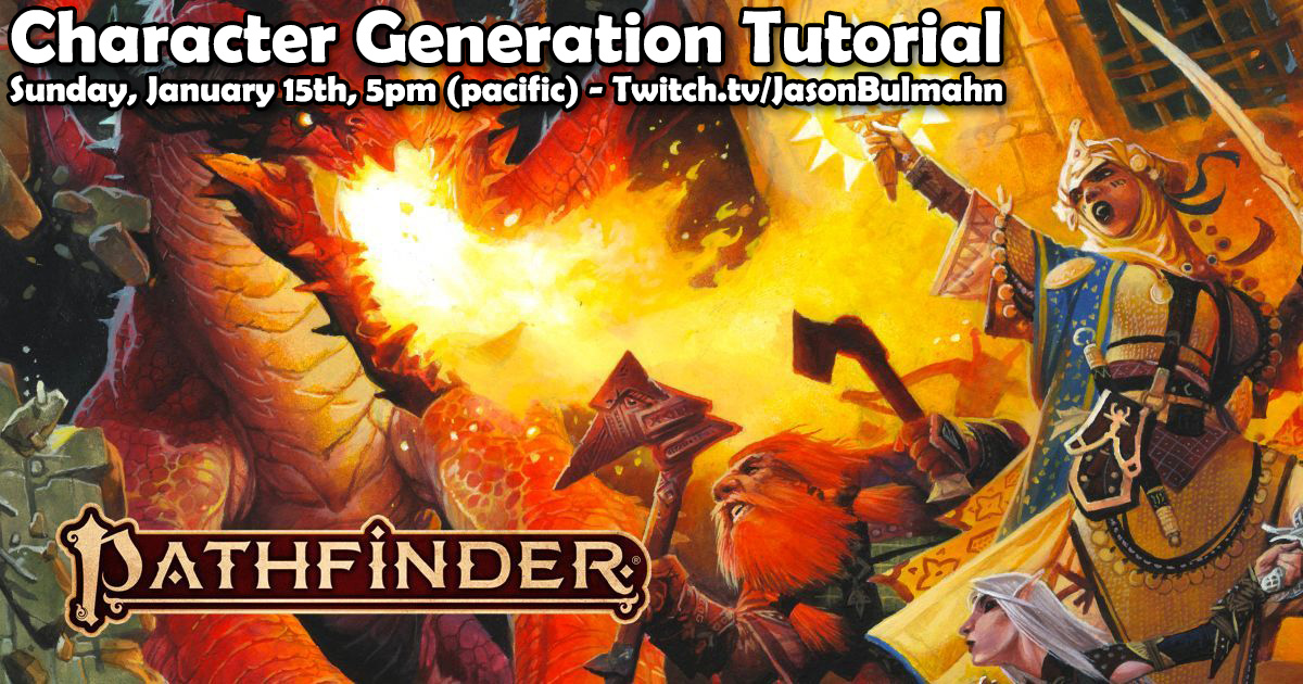 You picked up the #Pathfinder2e Core Rulebook and want to make a character, but don't know where to start. Well, let me help you out!

Today at 5pm (PT), my good buddy <a href="/Dan_Servo/">dan_Servo</a> and I are going to do a LIVE Pathfinder Character Creation session over on twitch! Spread the word!