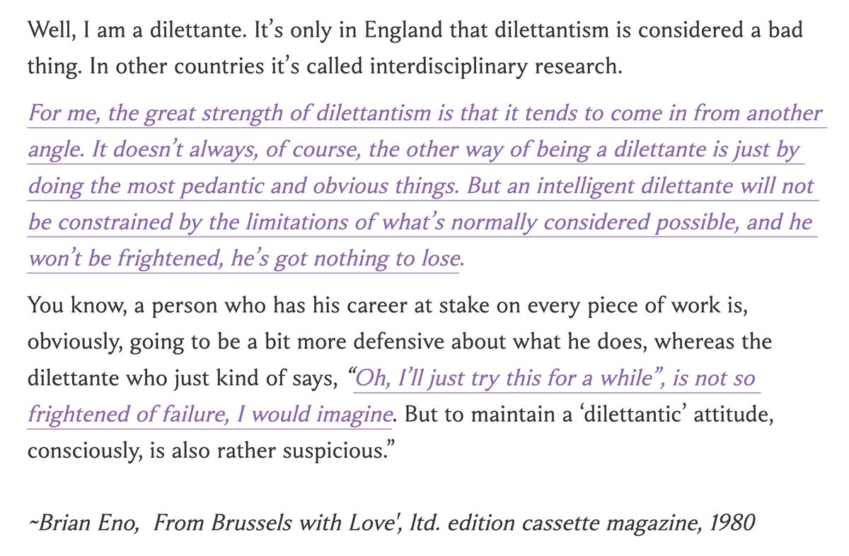 Brian Eno on dilettantism