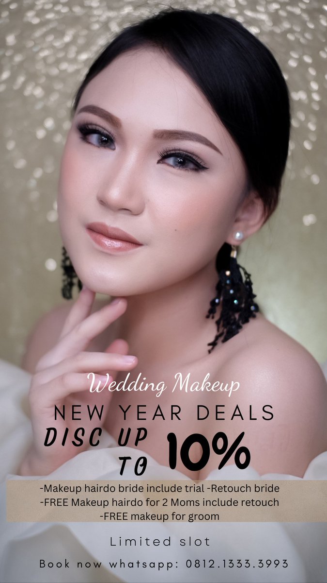 rinnyleemakeup's tweet photo. New year deals. Limited slot!!!
#rinnyleemakeup #makeupjakarta #muajakarta #makeupbride #paketmakeup https://t.co/XYrozdnvOb
