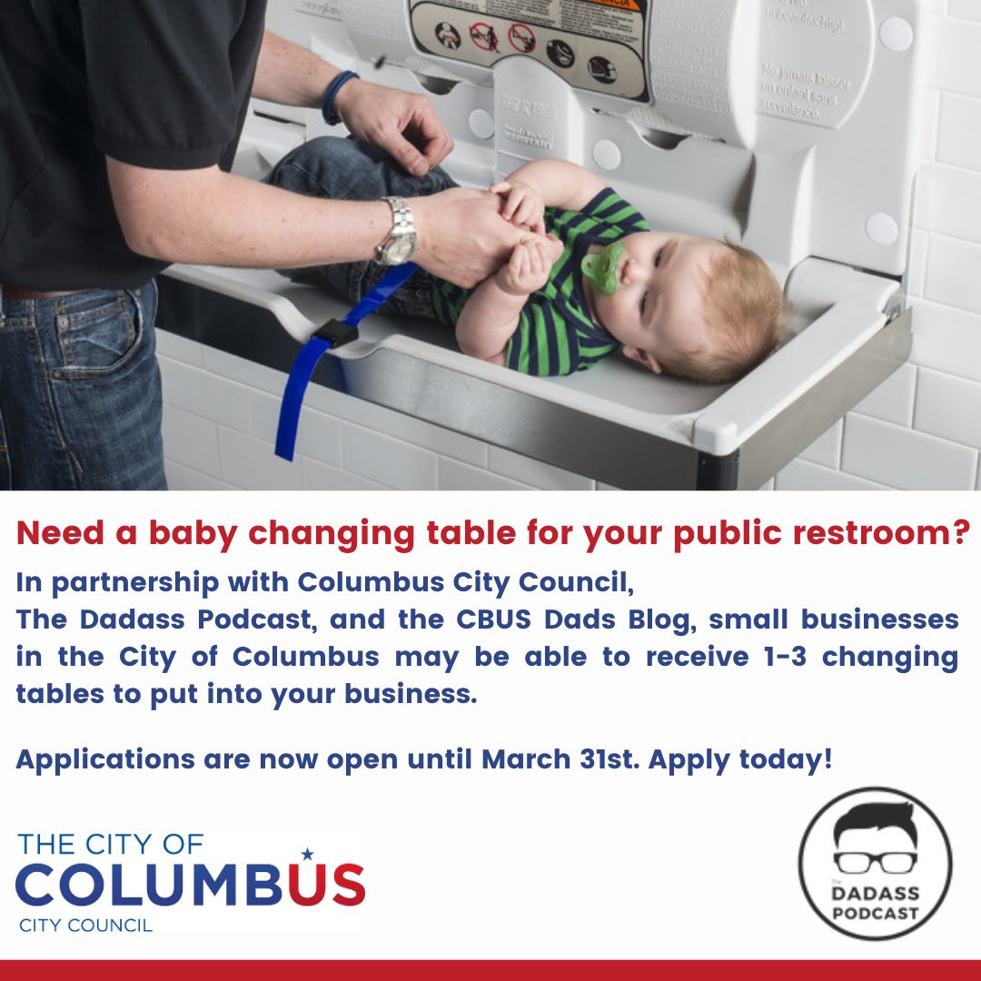 DadassPodcast's tweet photo. Let’s get more changing stations in men’s and gender-neutral restrooms Columbus. Learn more by visiting https://t.co/SQi2CKRNVc

#dadvocate #dad #mom #family #Columbus https://t.co/v7mRbccFu9