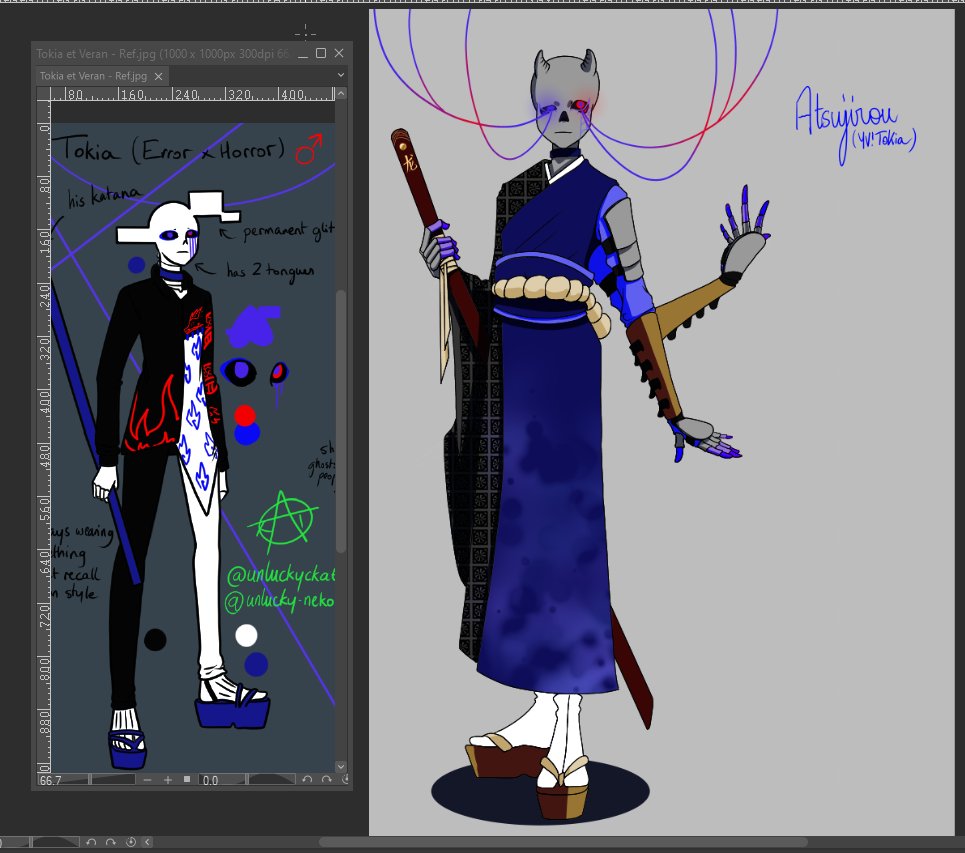 UnluckyNekoKat's tweet image. Introducing my Herror shipshild Tokia into Yokaiverse as Atsujirou, the hybrid horned spider yokai !!!
#yokaiverse #herror #dreamtale