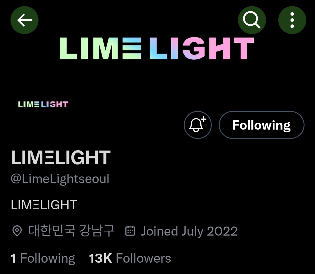 limelightchart's tweet image. .@Limelightseoul has reached 13K followers on Twitter.

#라임라잇 #ライムライト #LIMELIGHT
